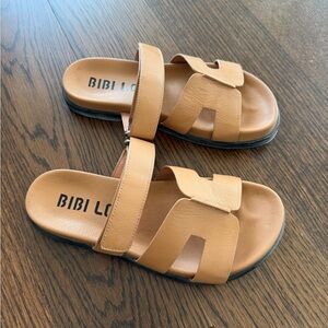 Bibi Lou Tan Leather Slides